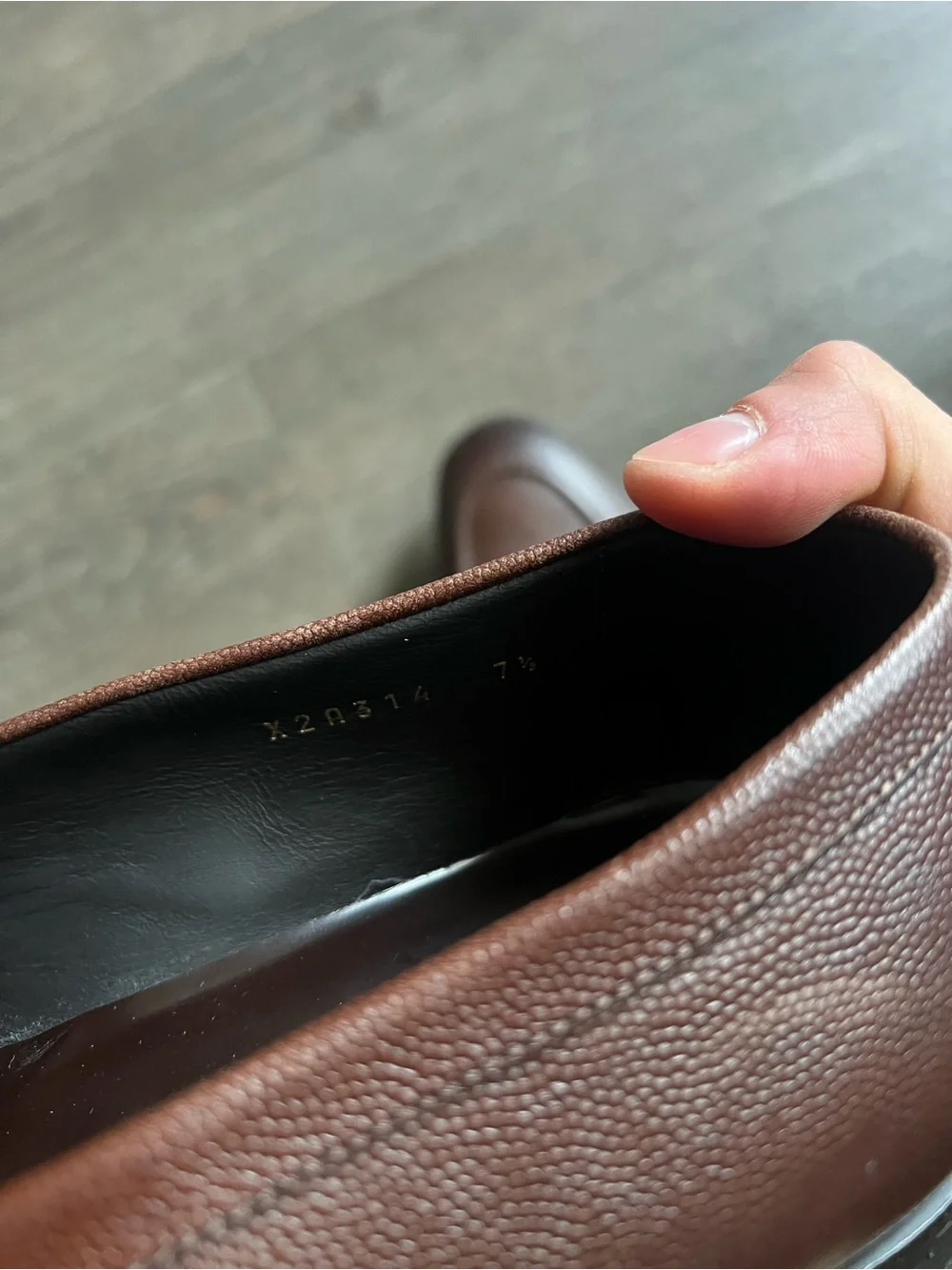 Giorgio Armani men’s penny loafers brown textured calf leather made in Italy